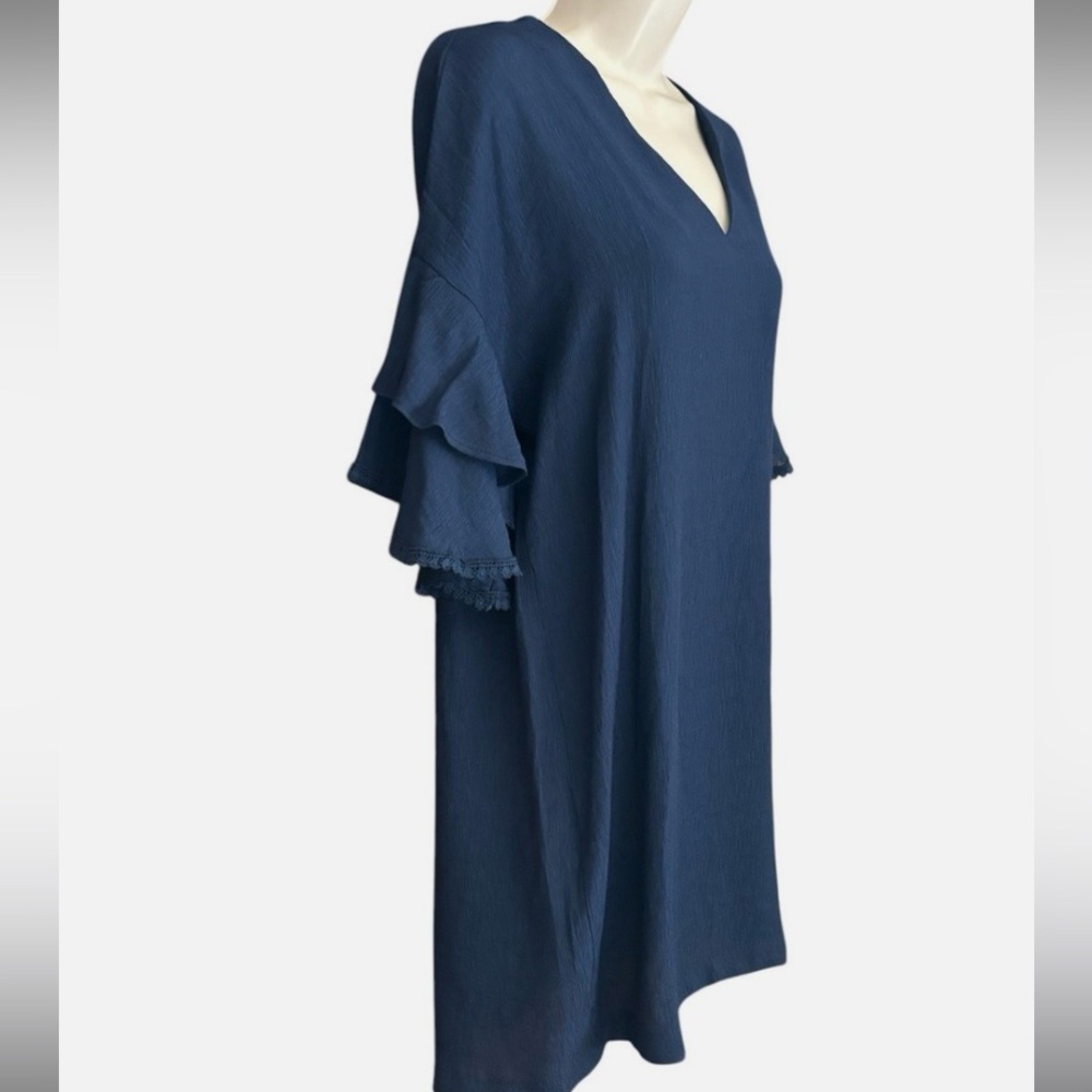 Good Luck Gem flowy Navy bell sleeve Mini Dress